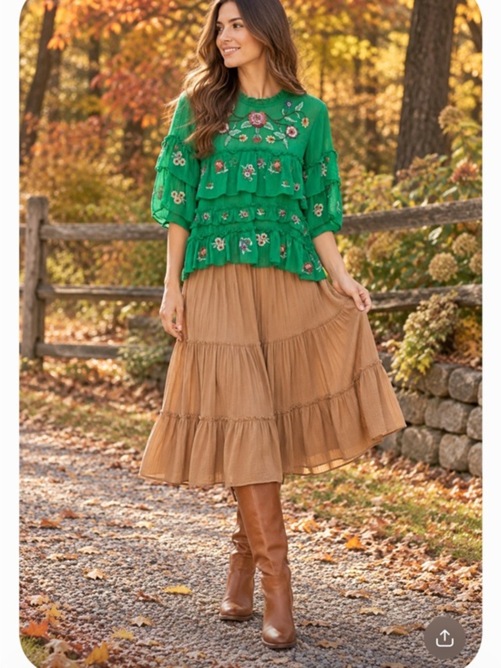 Zara Embroidered Tiered Ruffle Top